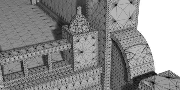 Architectural model, wireframe close-up