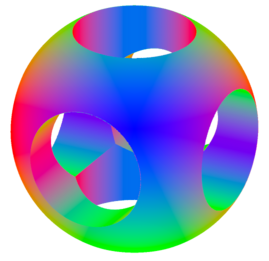 Sphere with cutouts, showing normals