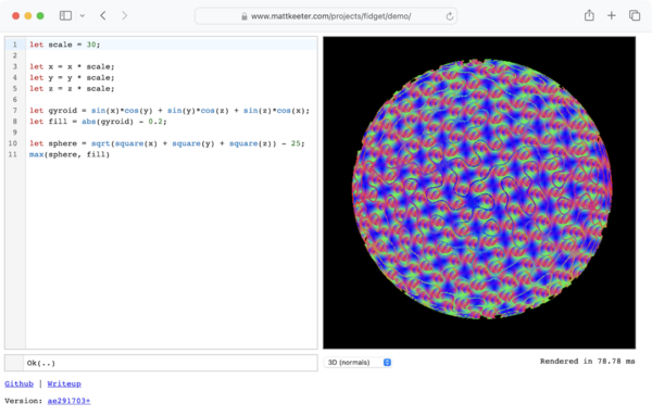 A text editor and render pane side by side